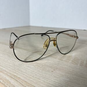 Vintage Guy Laroche Oversized Eyeglasses Silver Black Frames